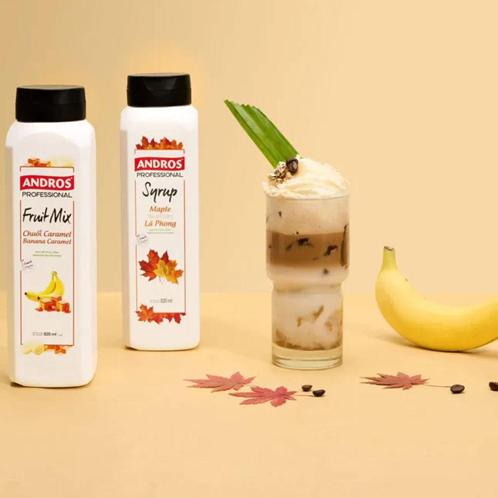 Sinh tố chuối Andros Fruit Mix Banana Caramel 820ml