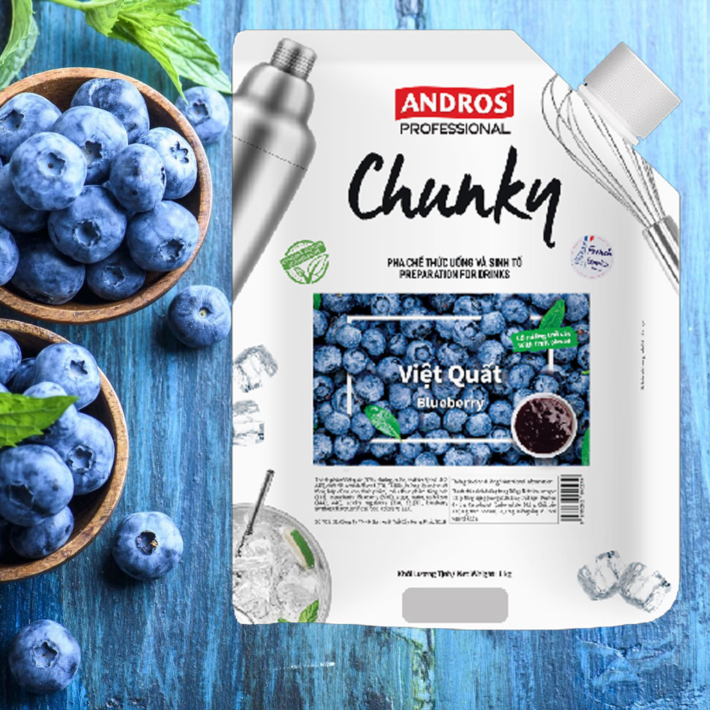Mứt Việt Quất Andros Chunky Blueberry 1kg