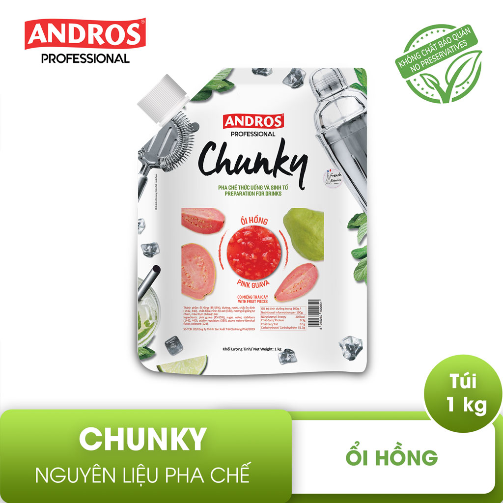 Mứt Ổi hồng Andros Chunky Pink Guava 1kg