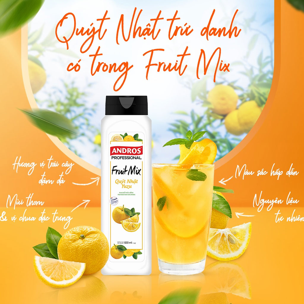 Sinh tố quýt Nhật Andros Fruit Mix Yuzu 820ml