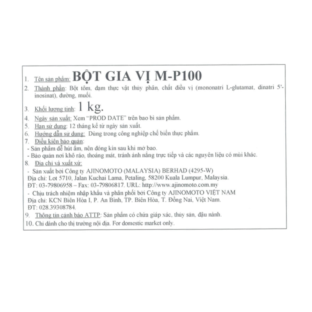 Bột gia vị M-P100 gói 1kg