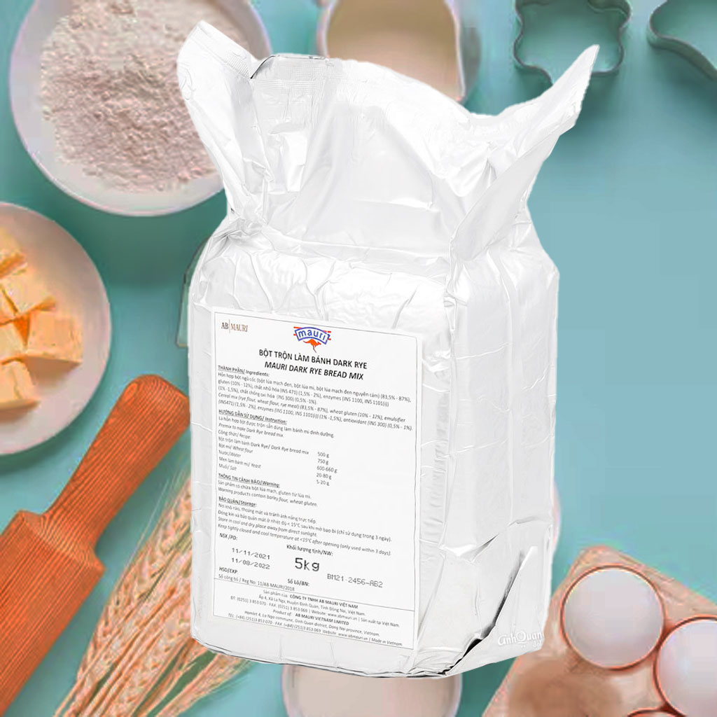 Bột trộn sẵn làm bánh mì đen Mauri Dark Rye 5kg