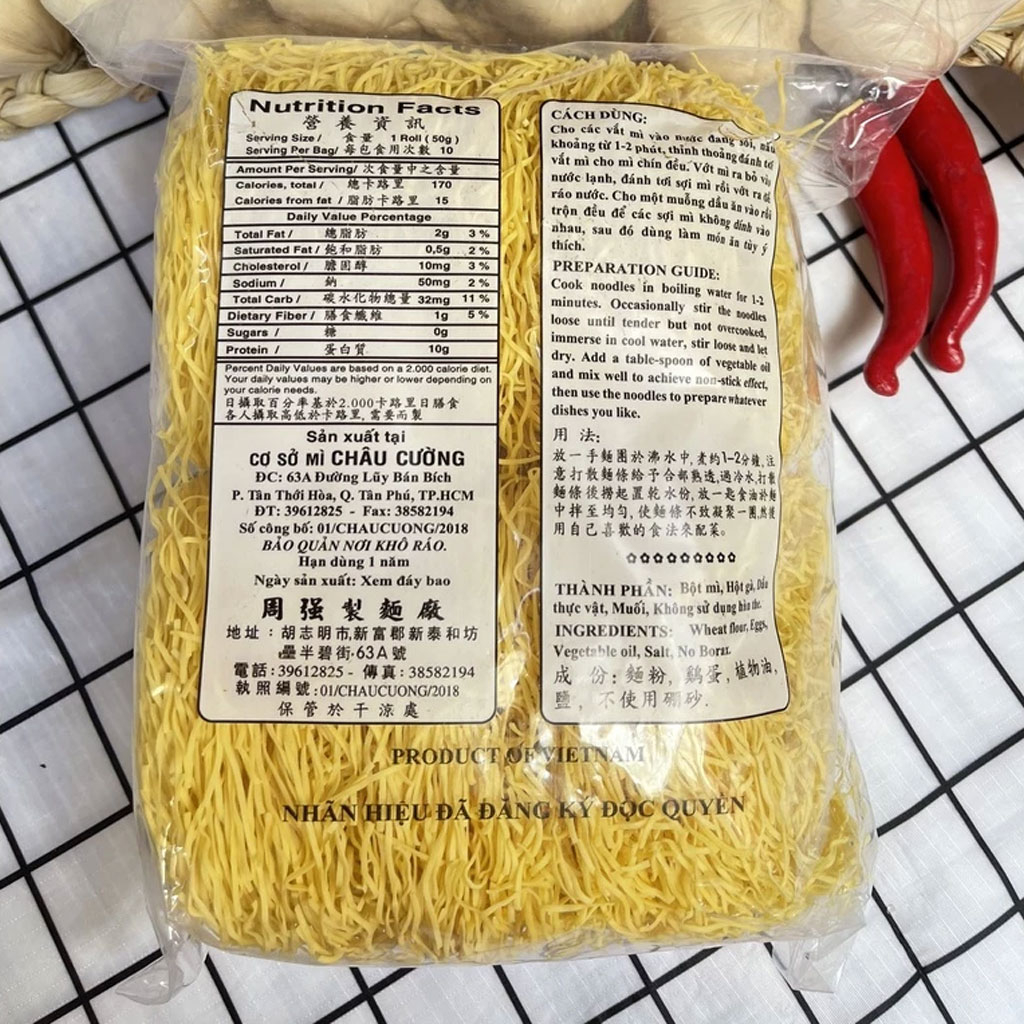 Mì trứng hột gà Châu Cường 500g