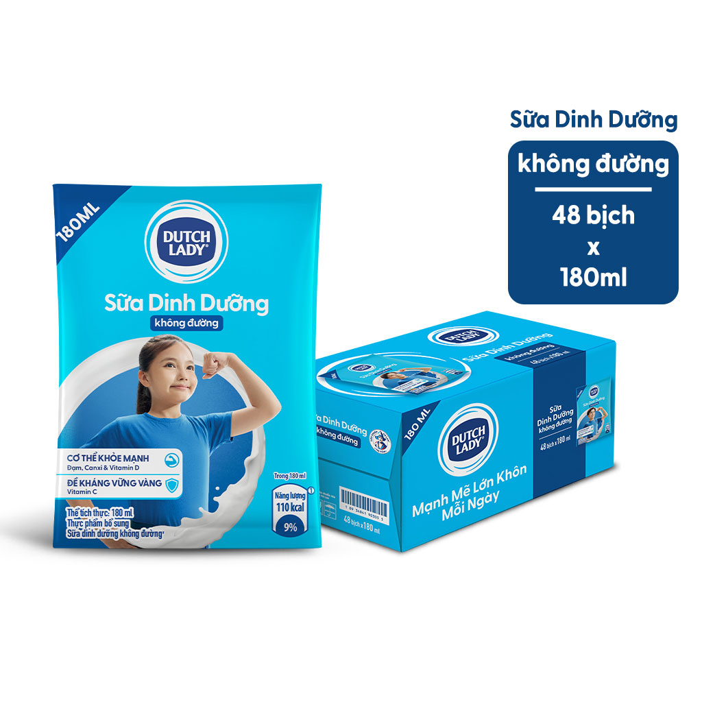 Sữa dinh dưỡng không đường CGHL Dutch Lady 180ml
