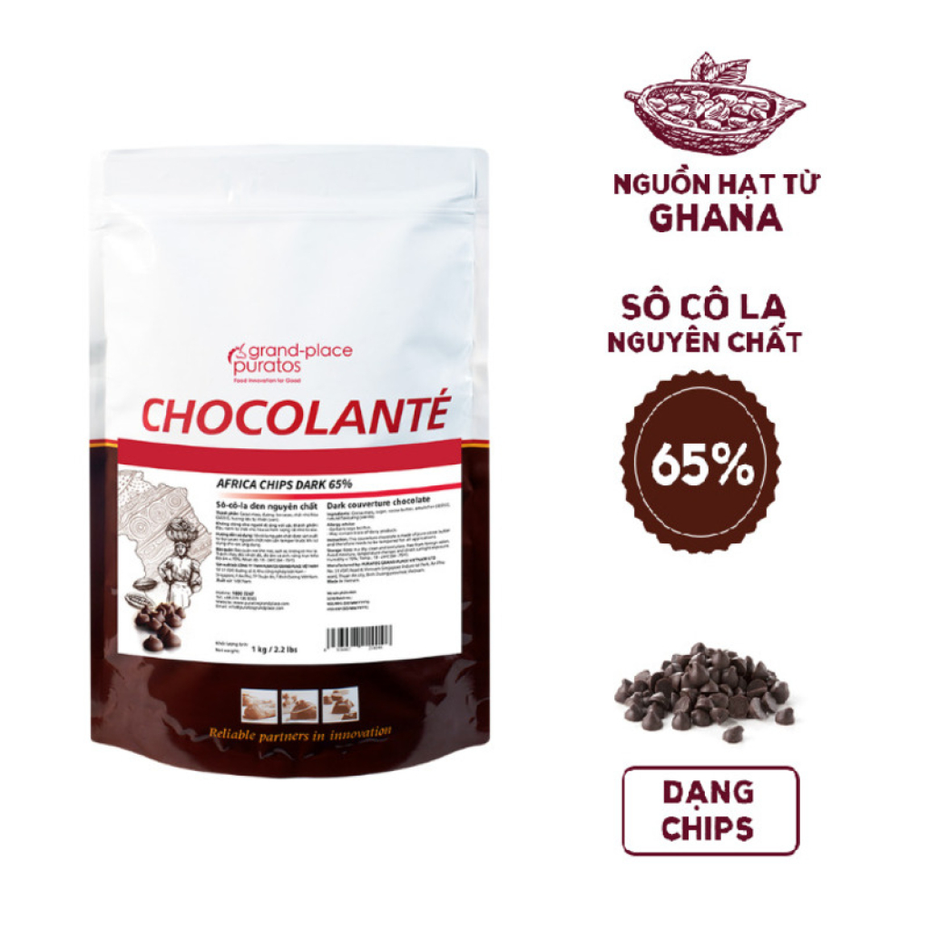 Socola chip đen 65% Puratos 1kg