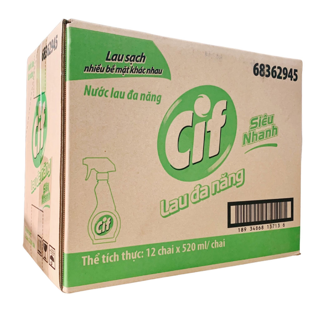 Nước lau đa năng Cif hương chanh chai xanh lá 520ml