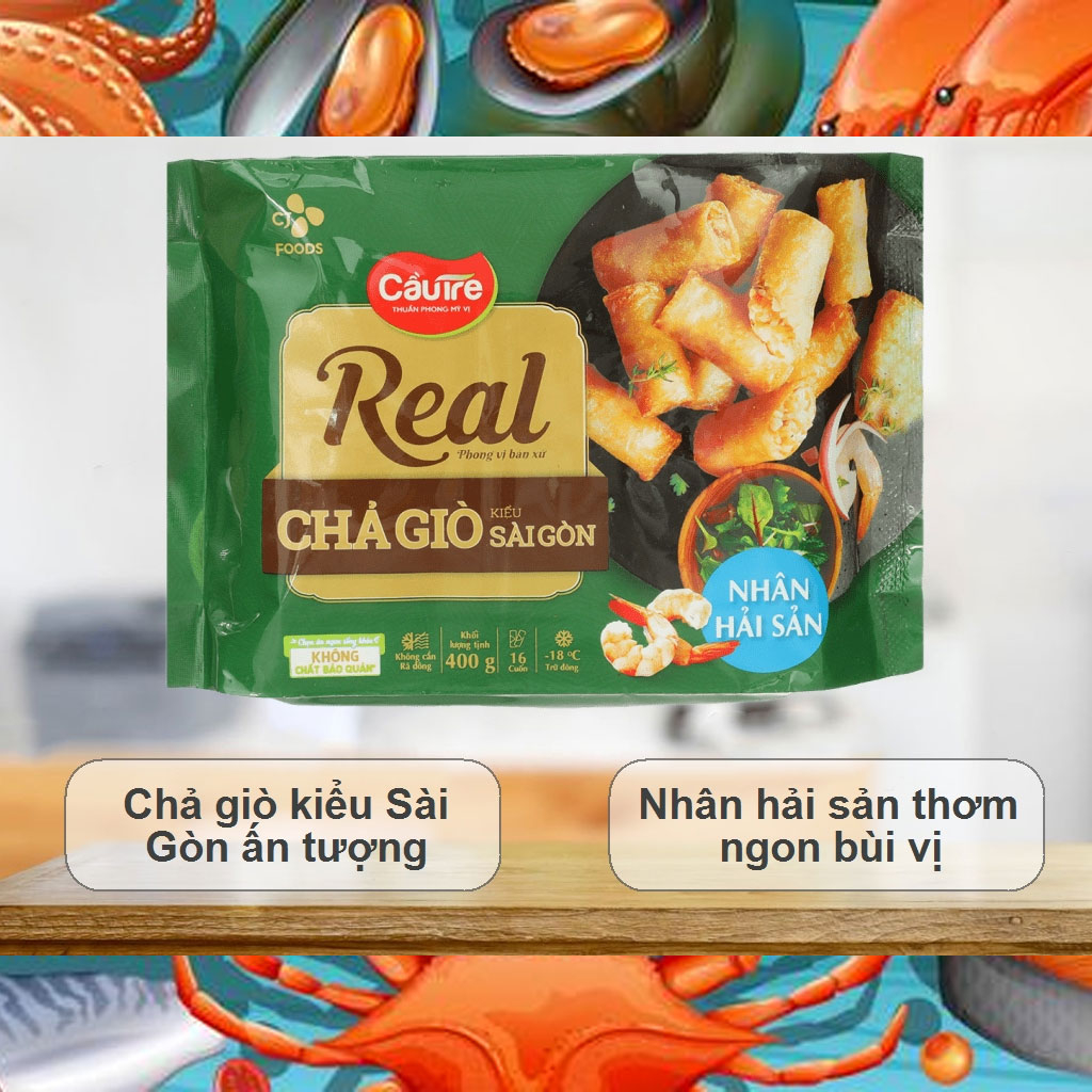 Chả giò kiểu Sài Gòn Real hải sản Cầu Tre 400g