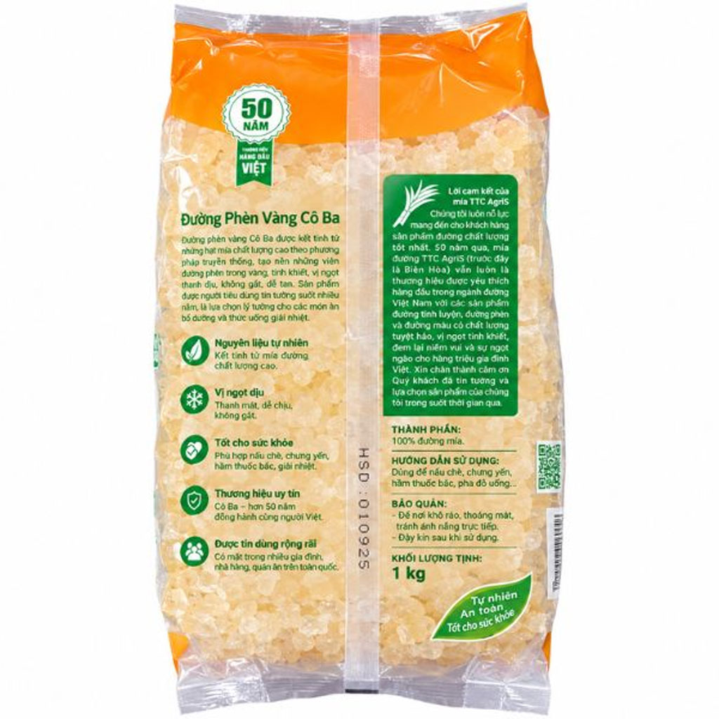 Đường Phèn Vàng Cô Ba 1kg