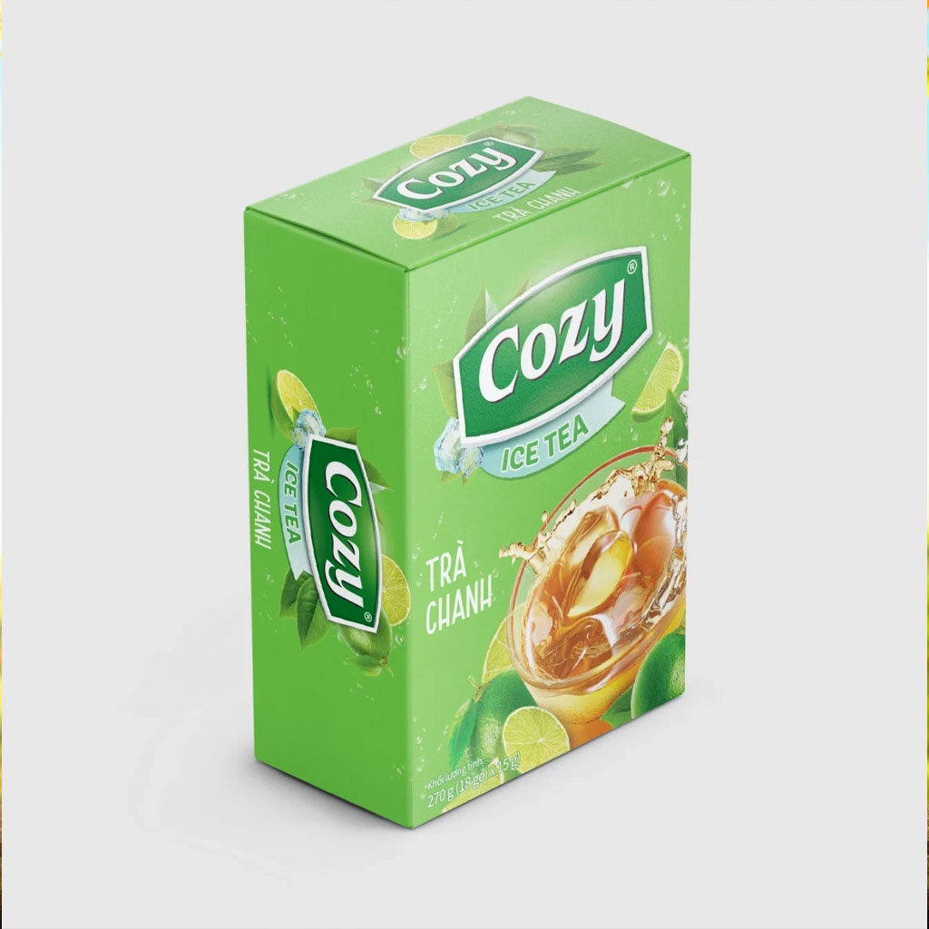 Trà Cozy Ice Tea hương chanh hộp 270g (18 gói x 15g)