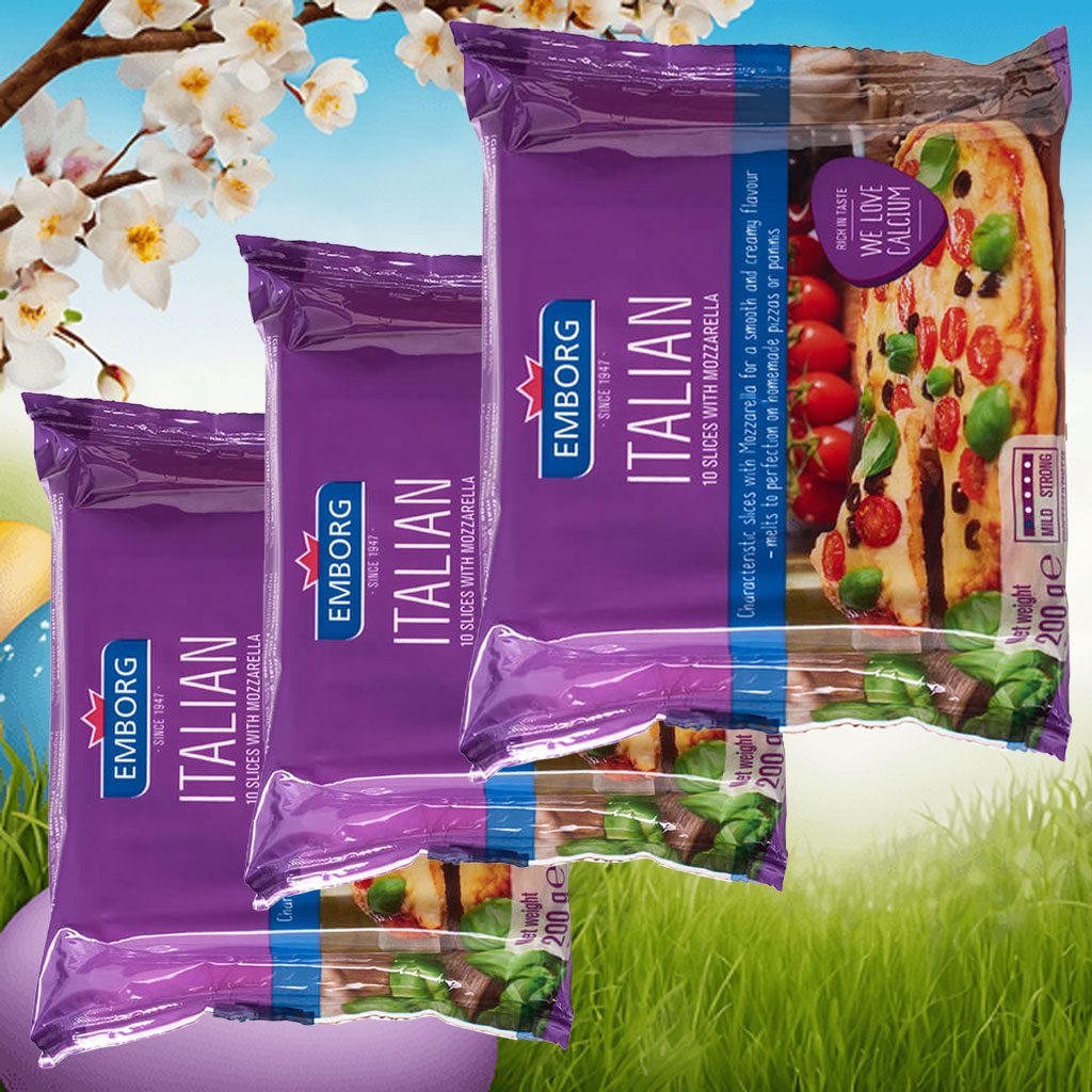 Phô mai lát Emborg Italian Slices With Mozzarella 200g F122842