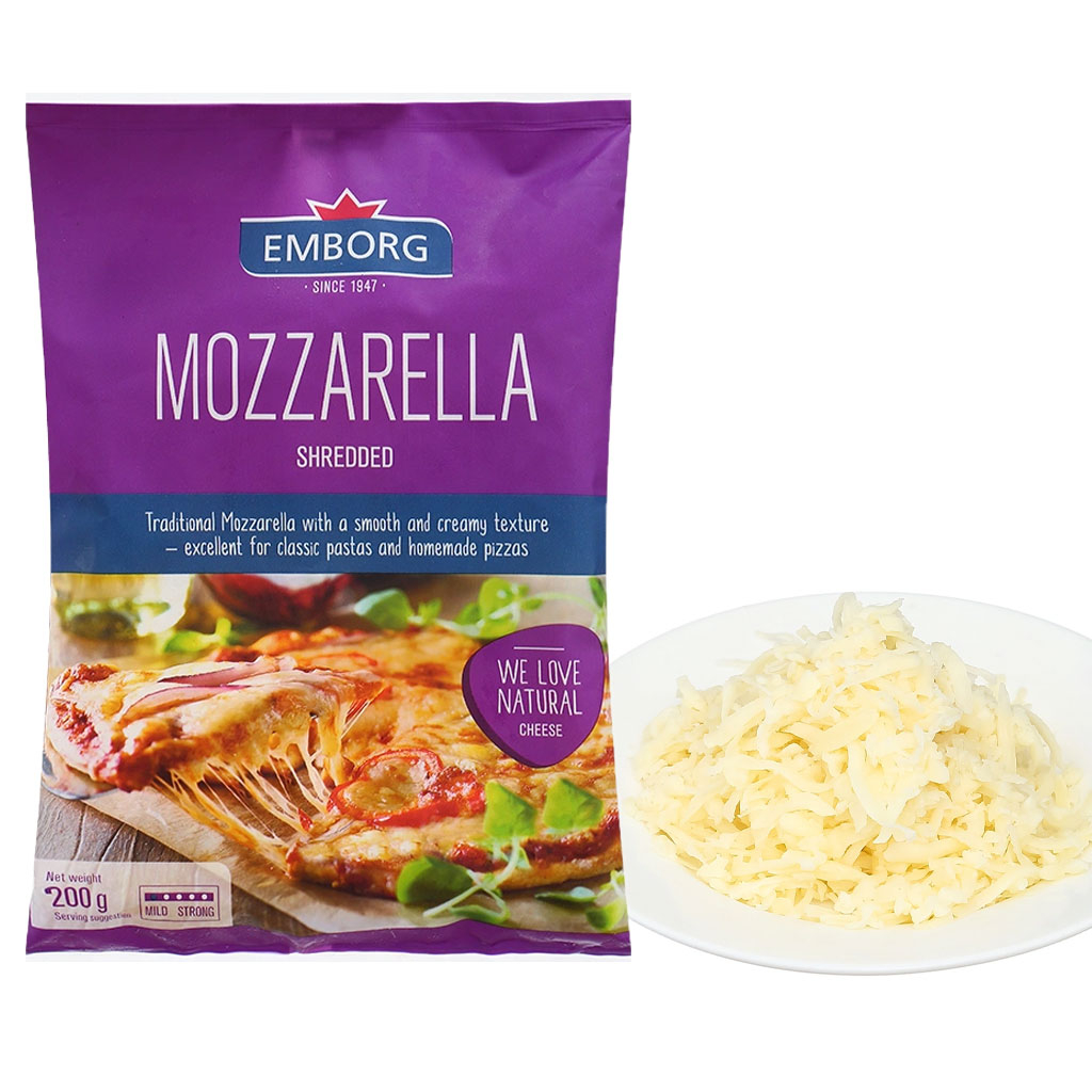 Phô mai bào sợi Emborg Mozzarella Shredded 200g F122851