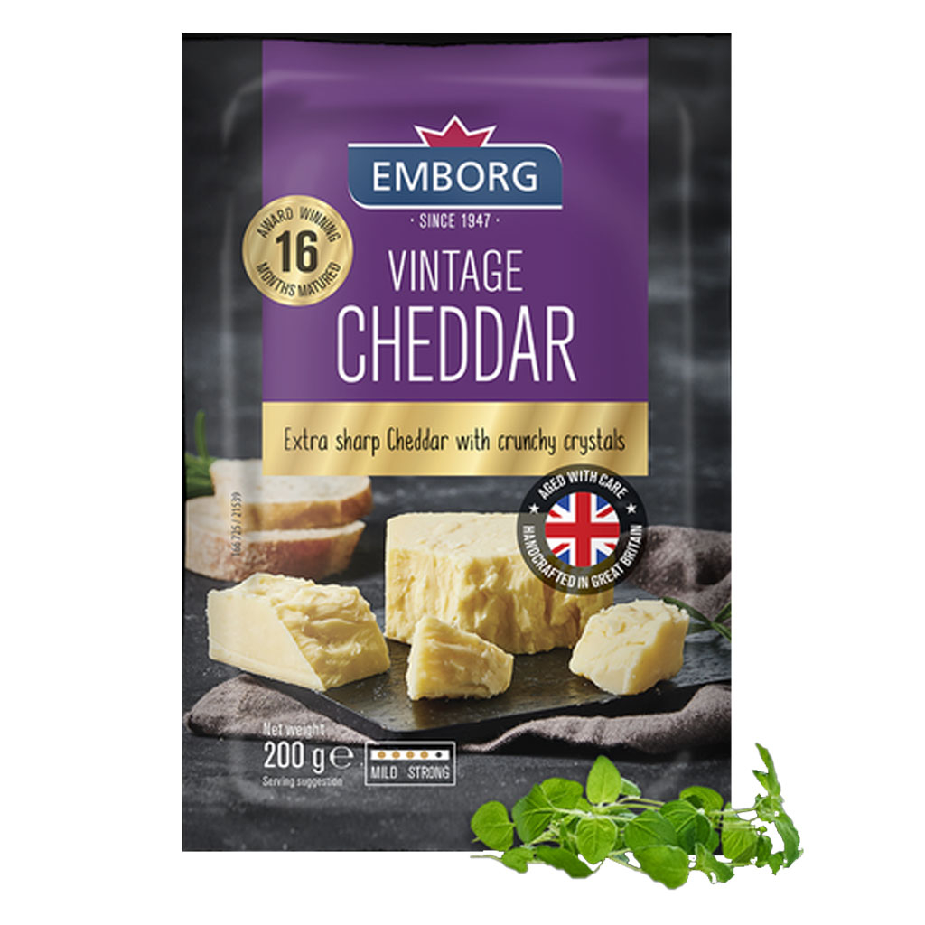 Phô mai Emborg Vintage Cheddar khối 200g F122848