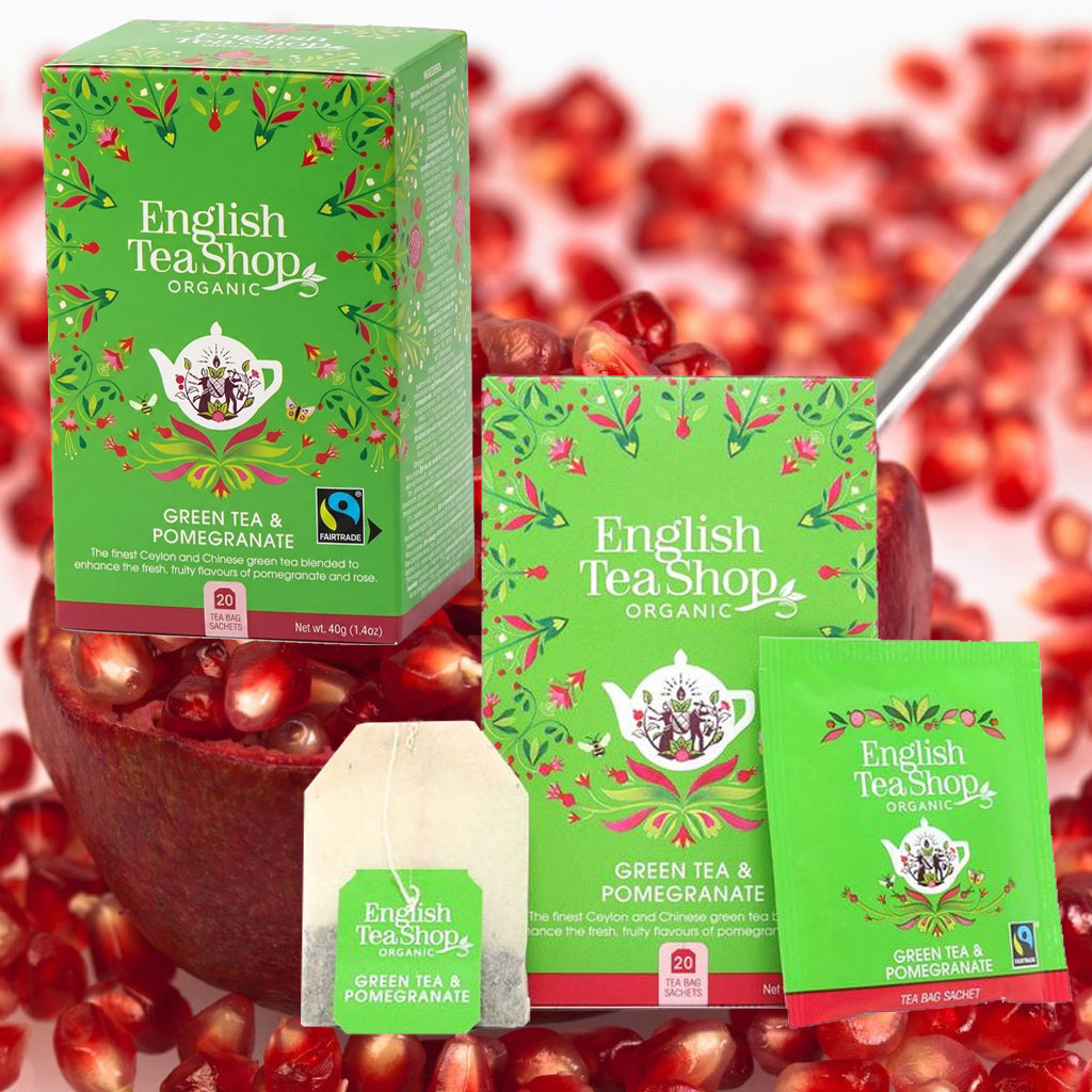 Trà xanh lựu English Tea Shop Organic Green Tea Pomegranate 40g mã B130302