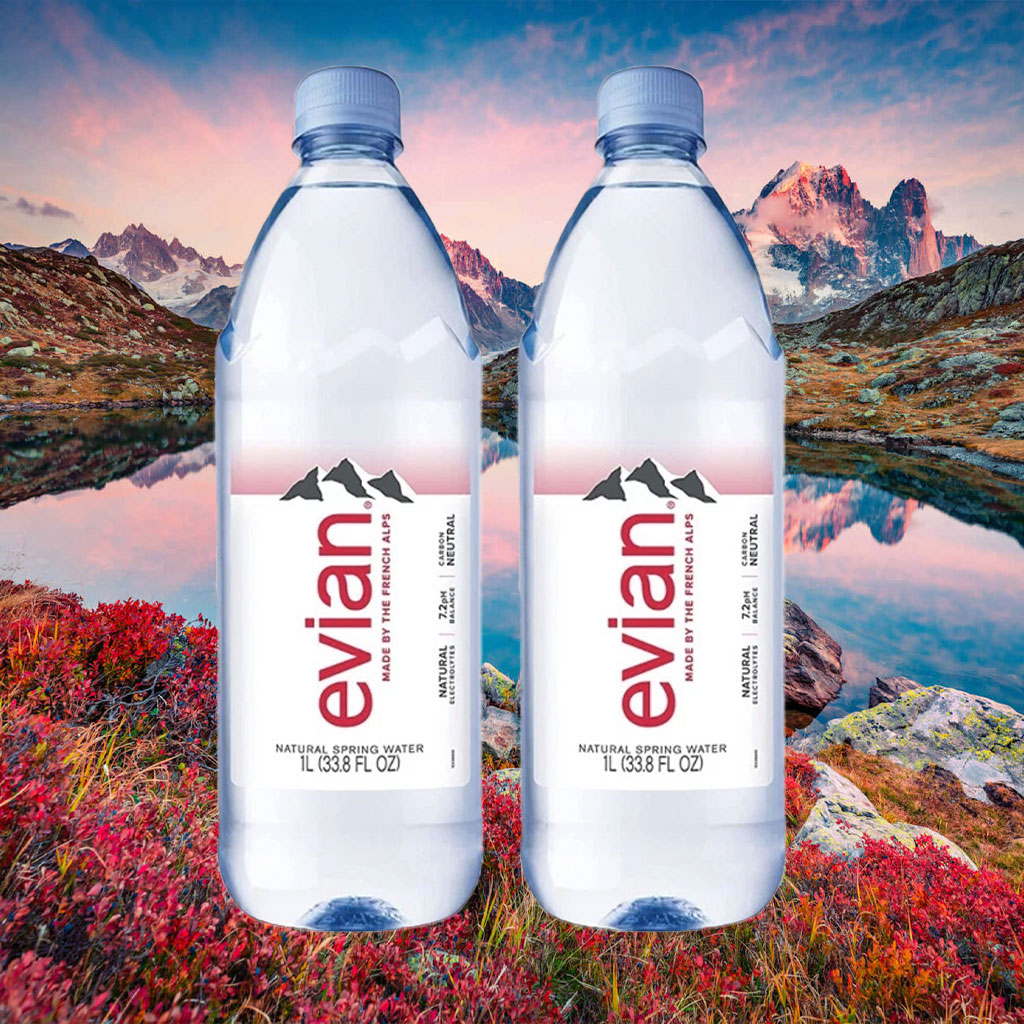 Nước khoáng thiên nhiên Evian chai nhựa 1L B130283