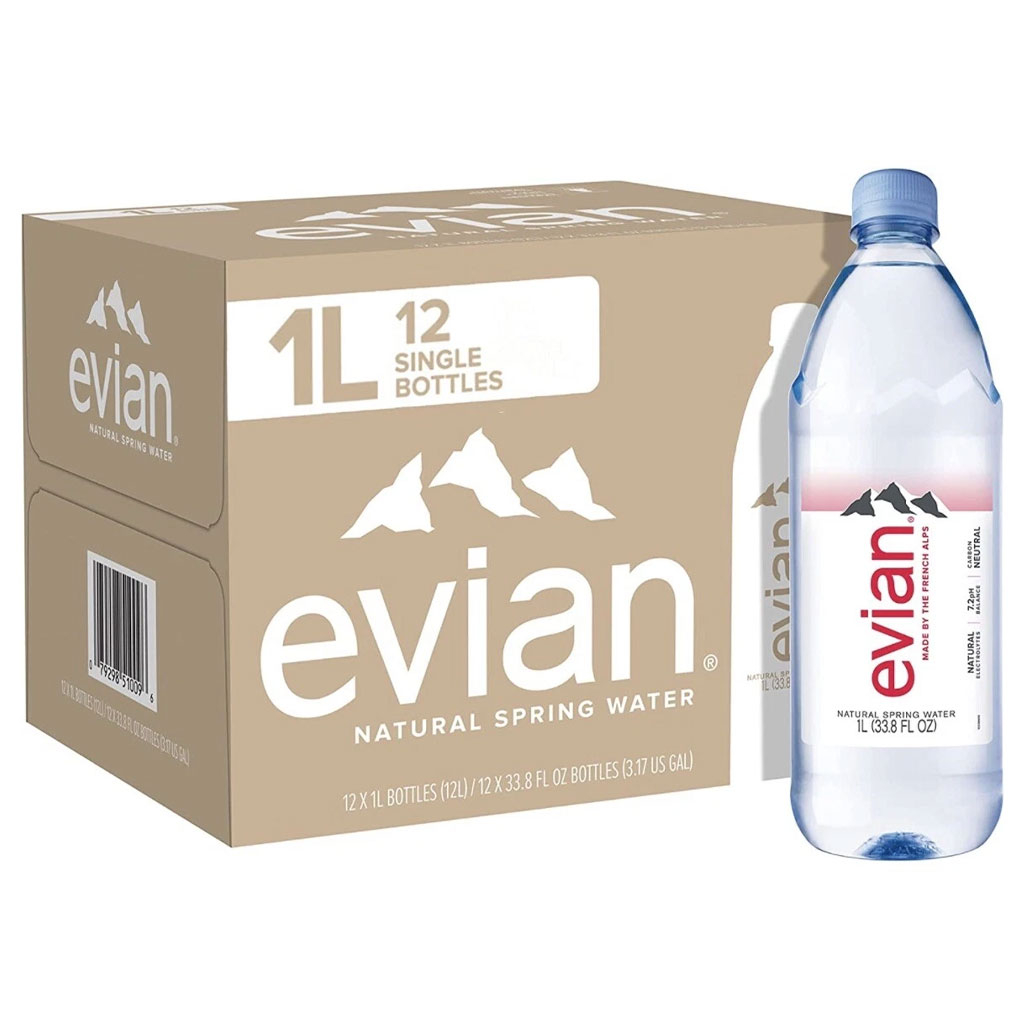 Nước khoáng thiên nhiên Evian chai nhựa 1L B130283