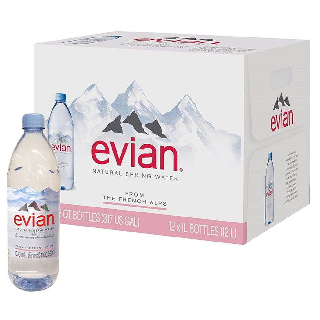 Nước khoáng thiên nhiên Evian chai nhựa 1L B130283