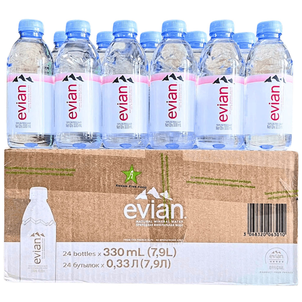 Nước khoáng thiên nhiên Evian chai nhựa 330ml B130285