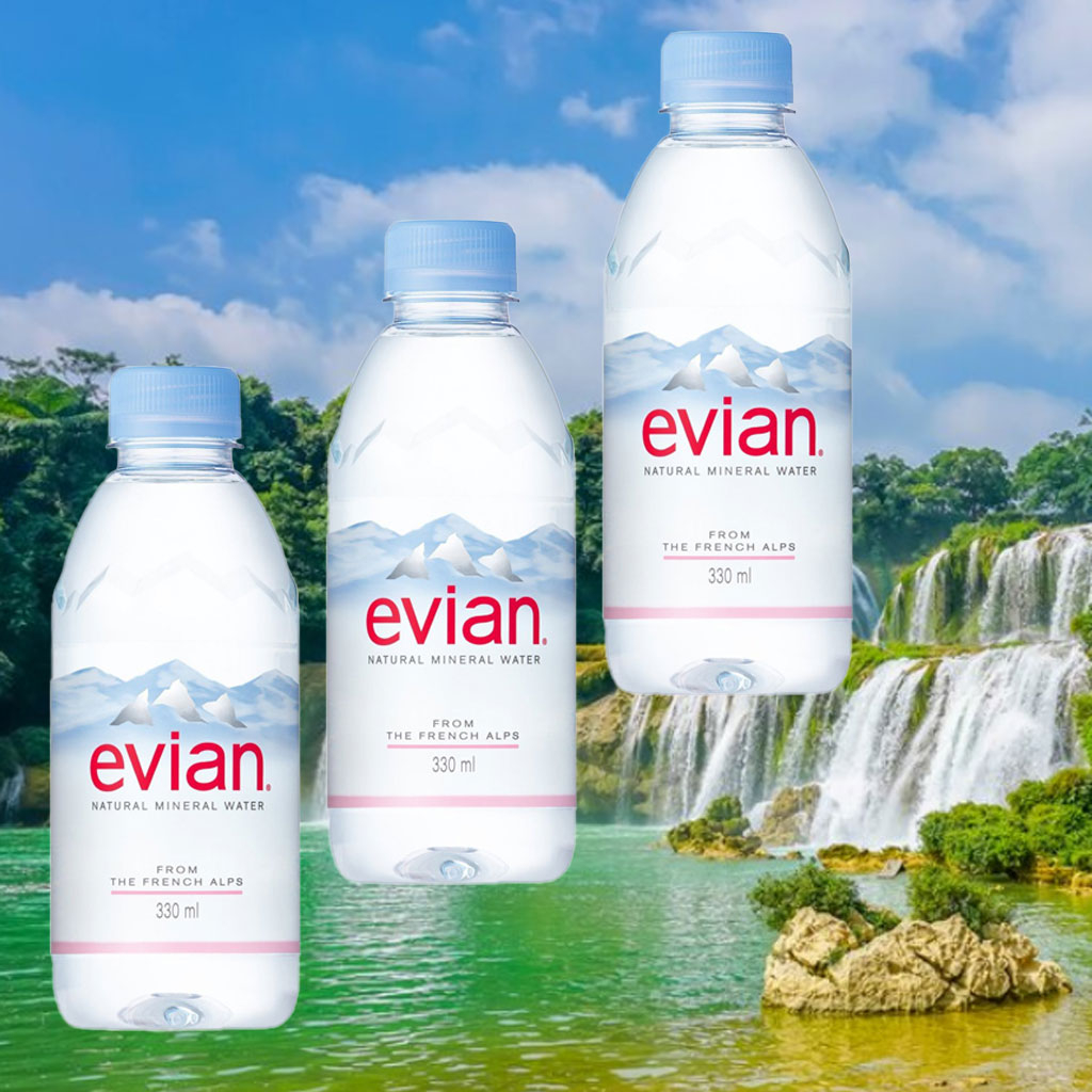 Nước khoáng thiên nhiên Evian chai nhựa 330ml B130285