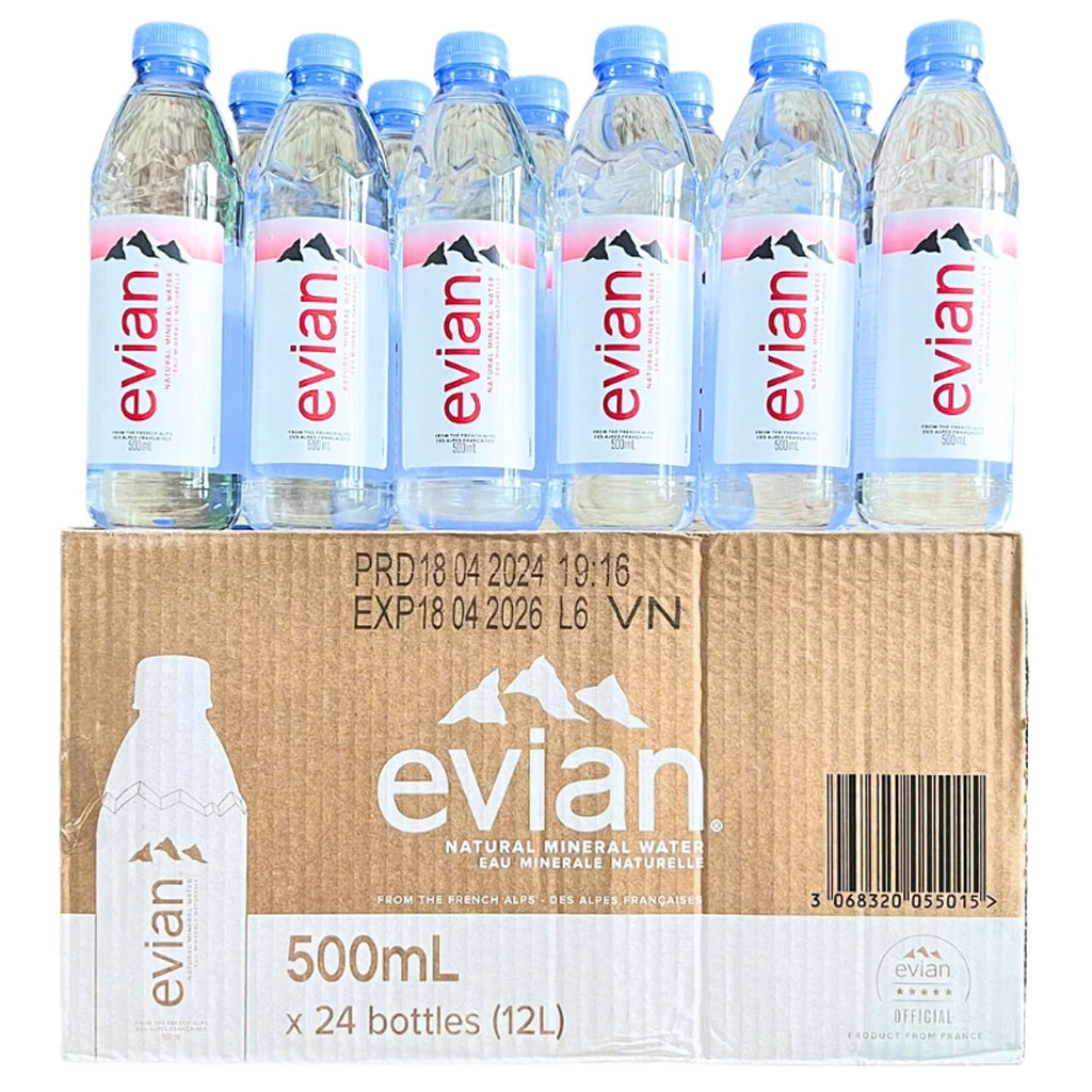 Nước khoáng thiên nhiên Evian chai nhựa 500ml B130286