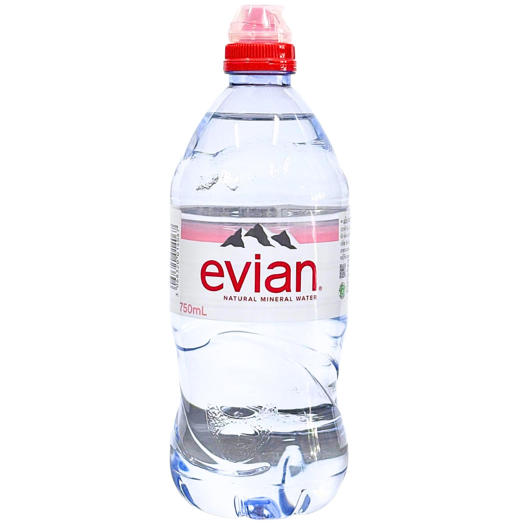 Nước khoáng thiên nhiên Evian nắp thể thao chai 750ml B130287