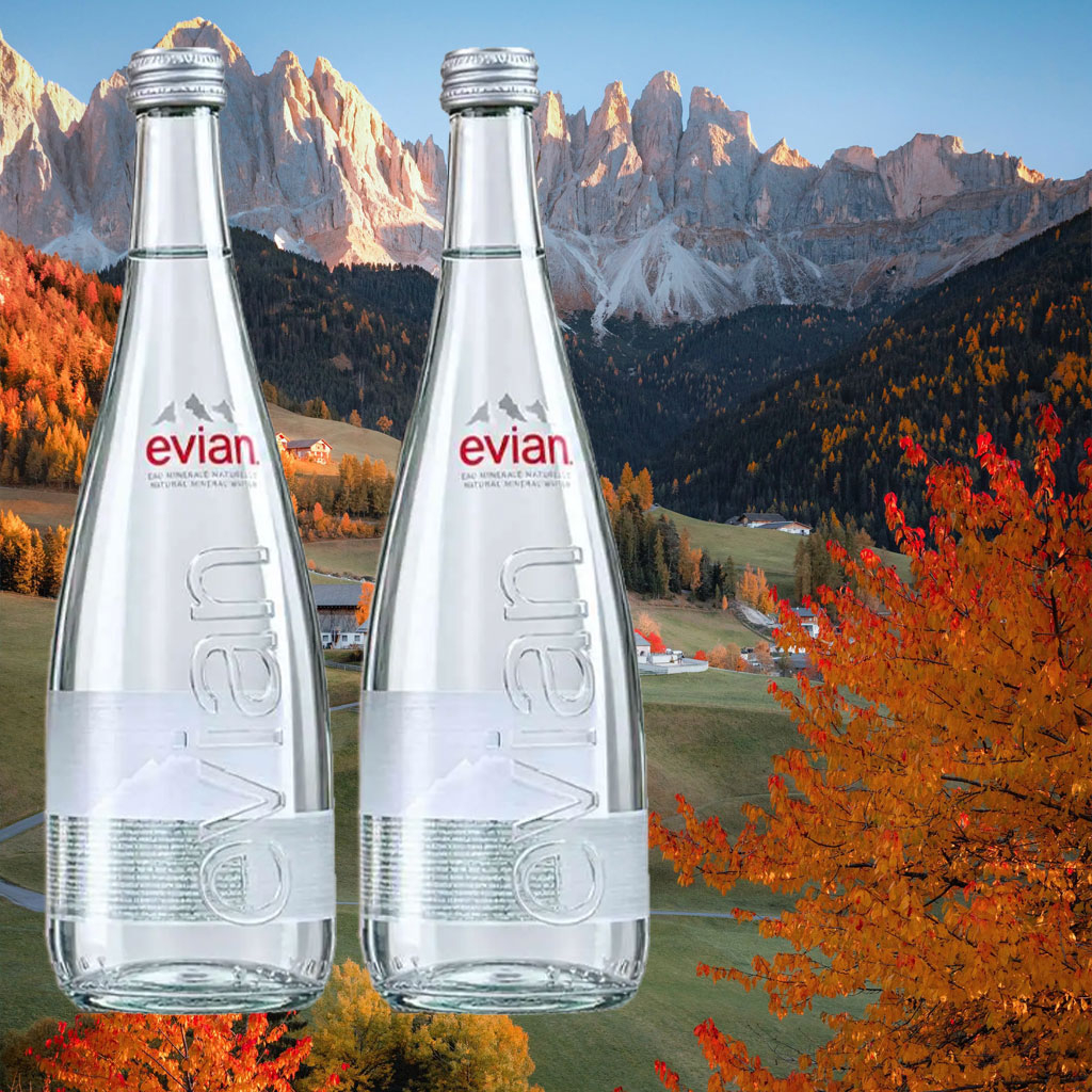 Nước khoáng thiên nhiên Evian chai thủy tinh 750ml B130282