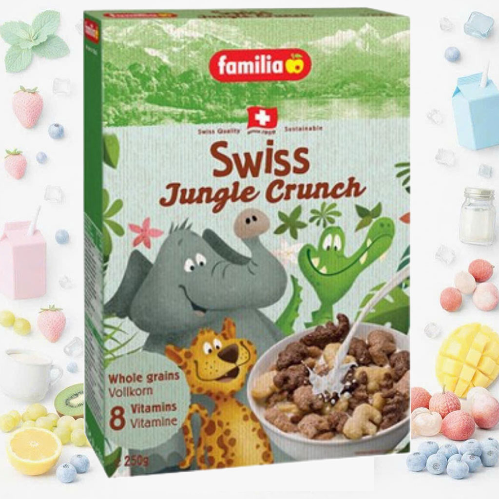 Ngũ cốc sôcôla, vani và mật ong hình thú cho trẻ em Familia 250g F122094