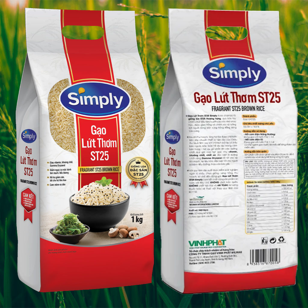 Gạo Lứt Thơm ST25 Simply 1kg