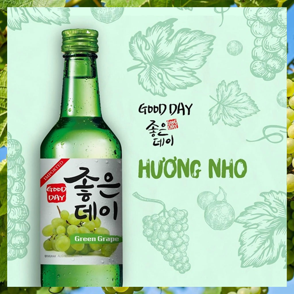 Rượu Soju Vị Nho Good Day Green Grape Flavor 360ml