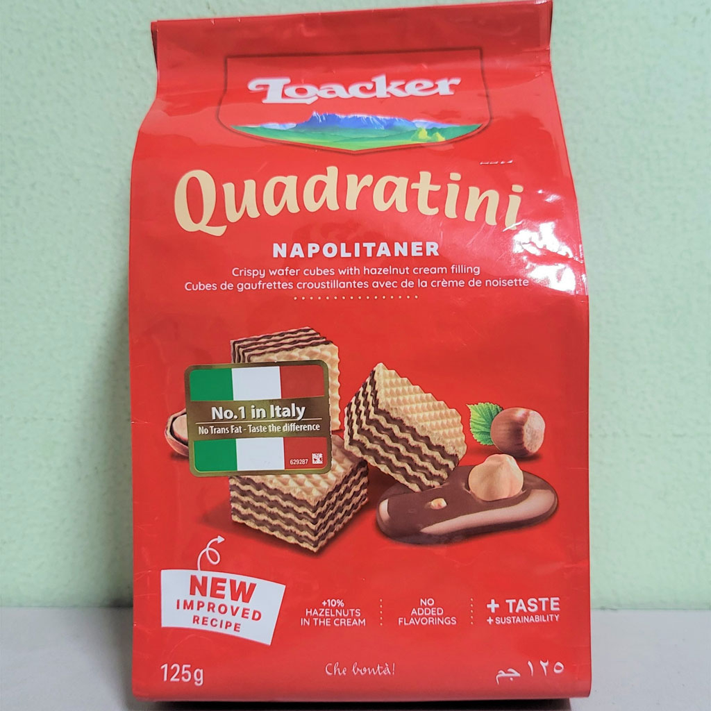 Bánh xốp Loacker Quadratini Napolitaner kem hạt dẻ 125g