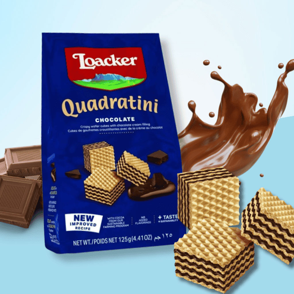 Bánh xốp Sôcôla Loacker Quadratini Chocolate 125g