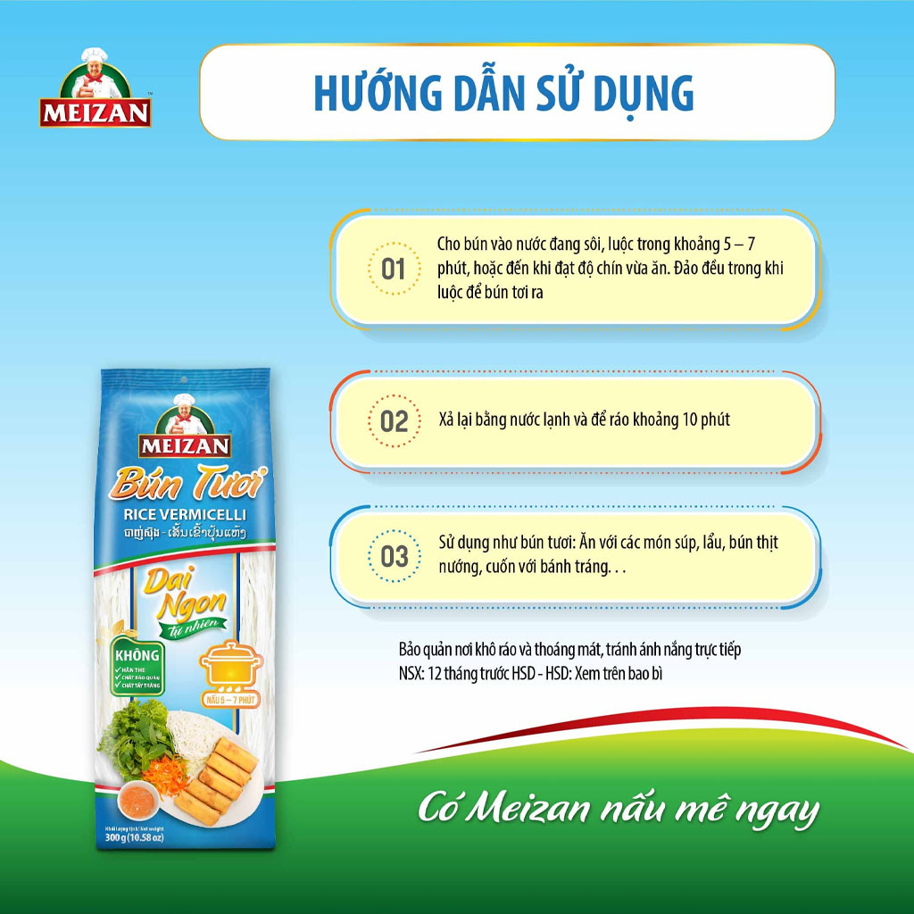 Bún tươi Meizan Rice Vermicelli 300g