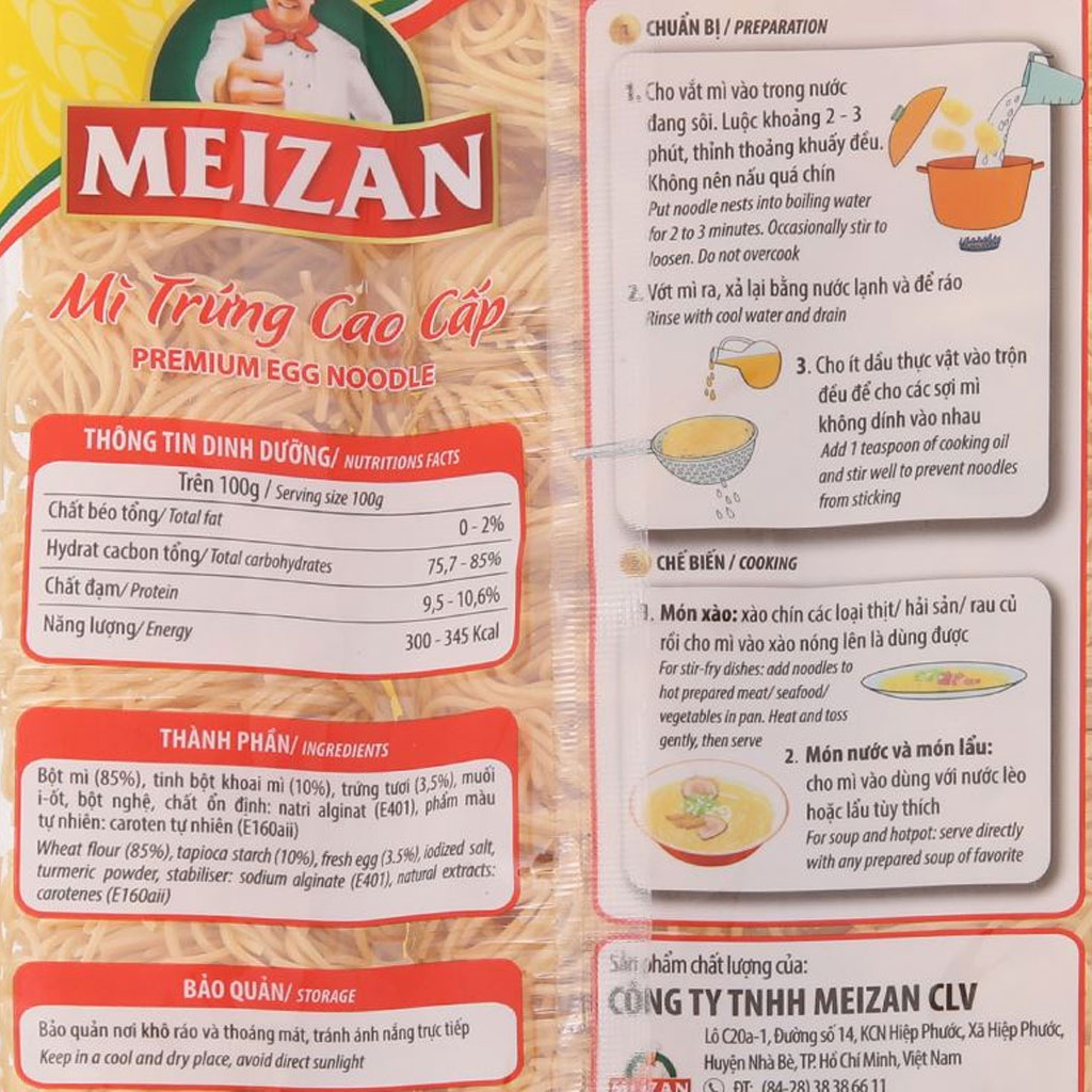 Mì trứng cao cấp Meizan 500g