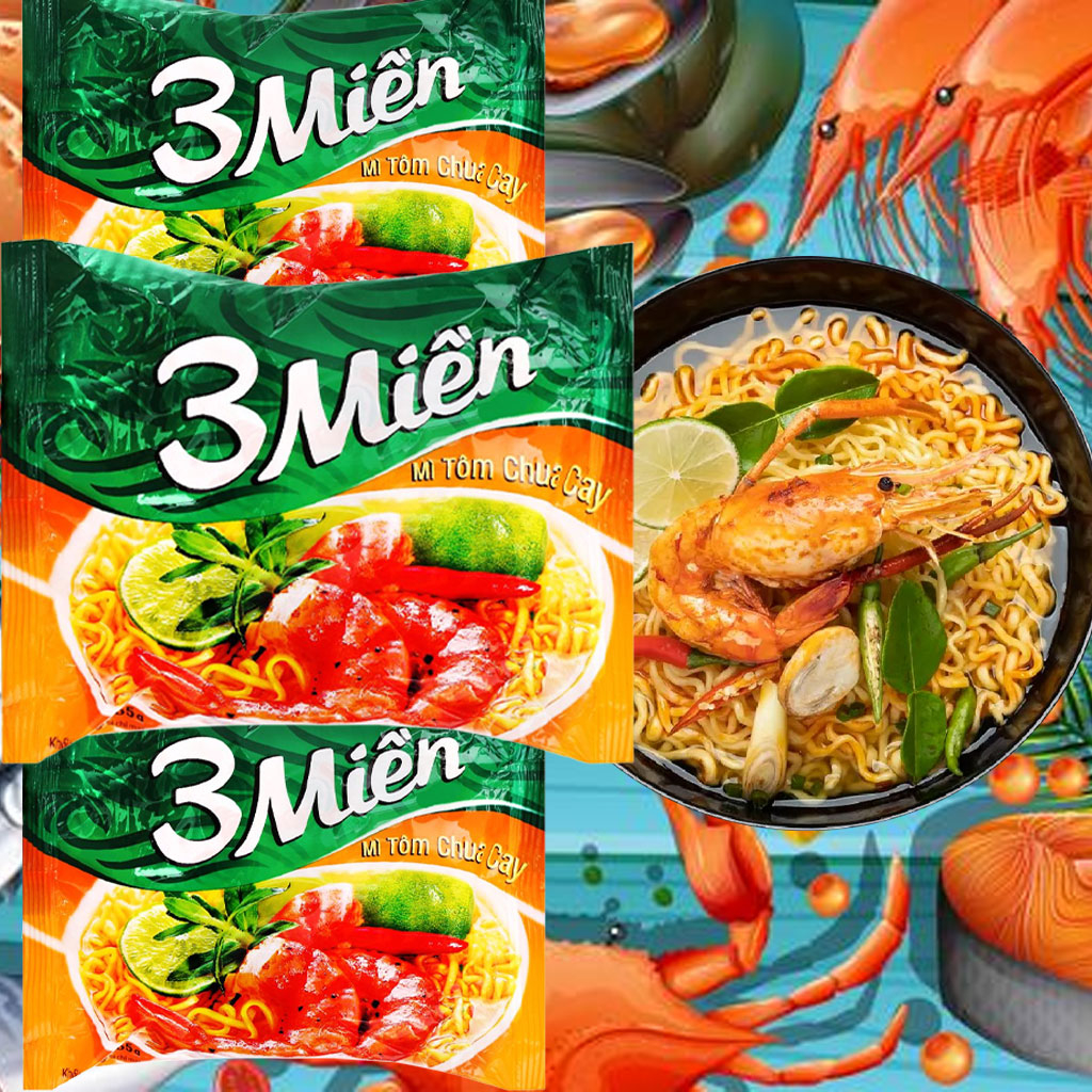 Mì 3 Miền tôm chua cay gói 65g