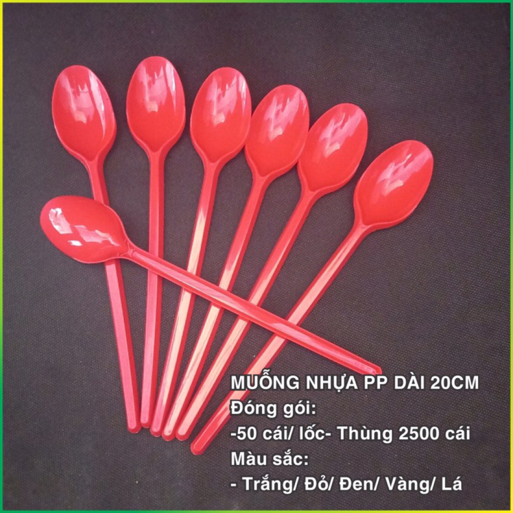 Muỗng nhựa đỏ gói 50 cái
