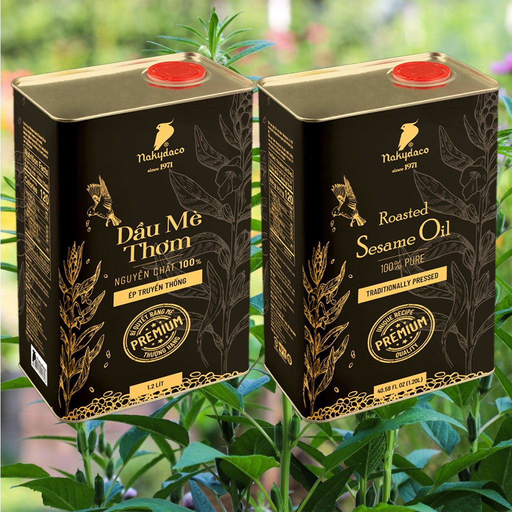 Dầu mè thơm nguyên chất Nakydaco hộp thiếc 1.2L