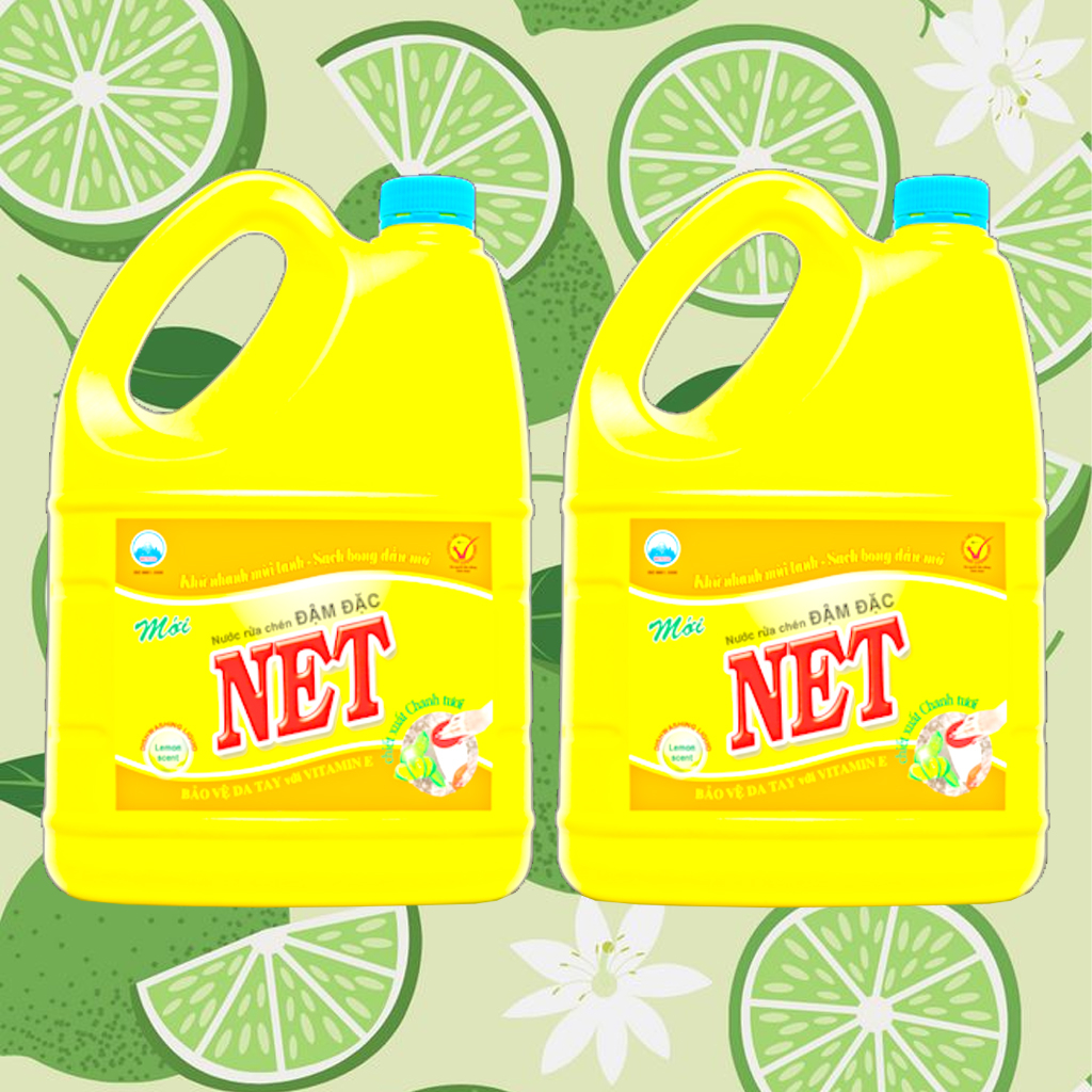 Nước rửa chén đậm đặc NET hương chanh 4KG X 3