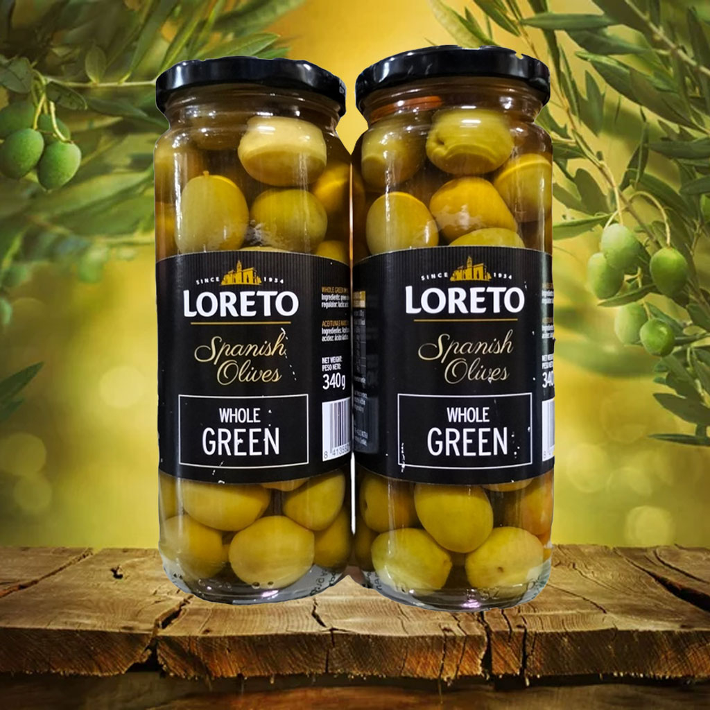 Quả ôliu xanh có nhân Loreto Whole Green Olives 440g