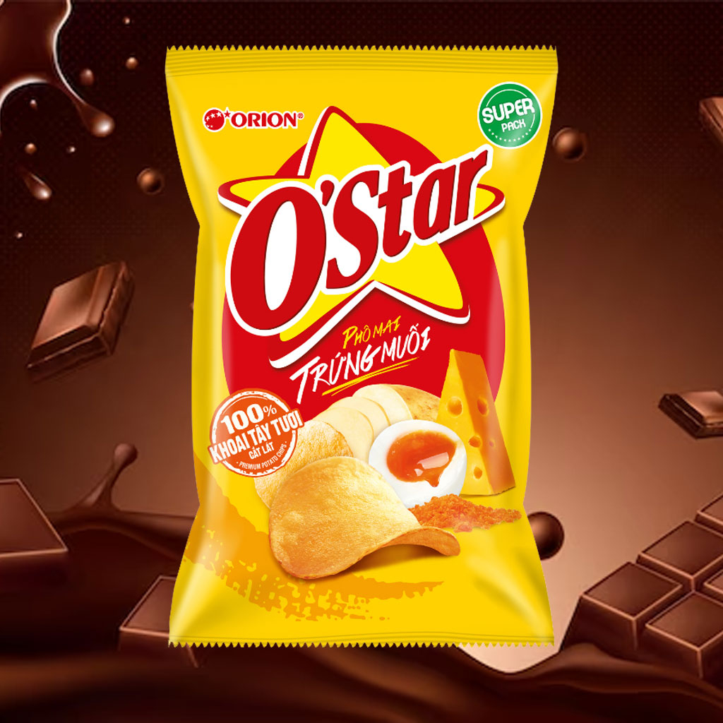 Snack khoai tây vị phô mai trứng muối O'Star 56g