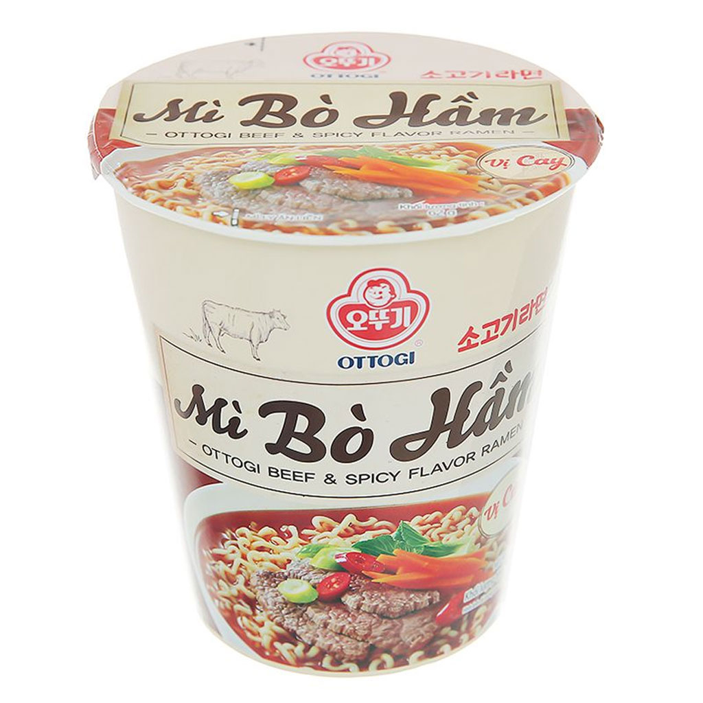 Mì bò hầm Ottogi vị cay 15 ly 62g