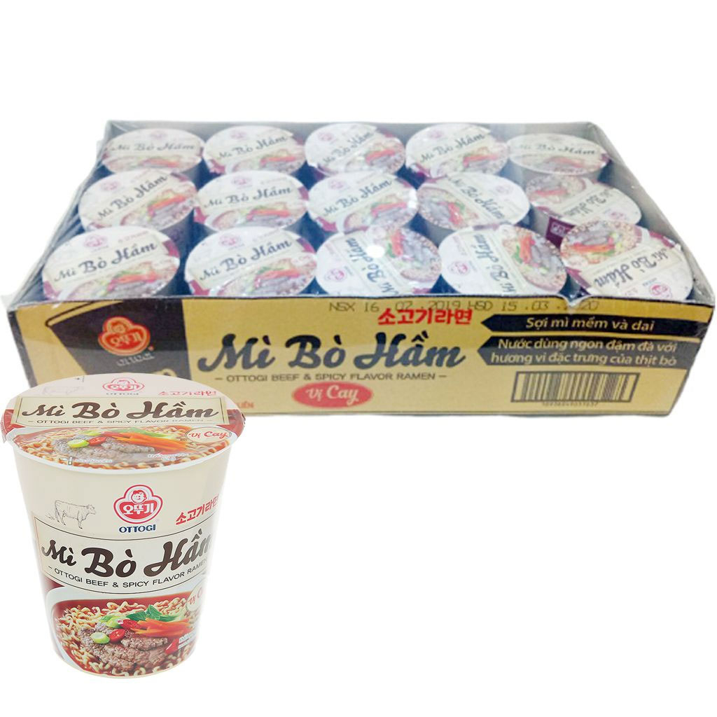 Mì bò hầm Ottogi vị cay 15 ly 62g