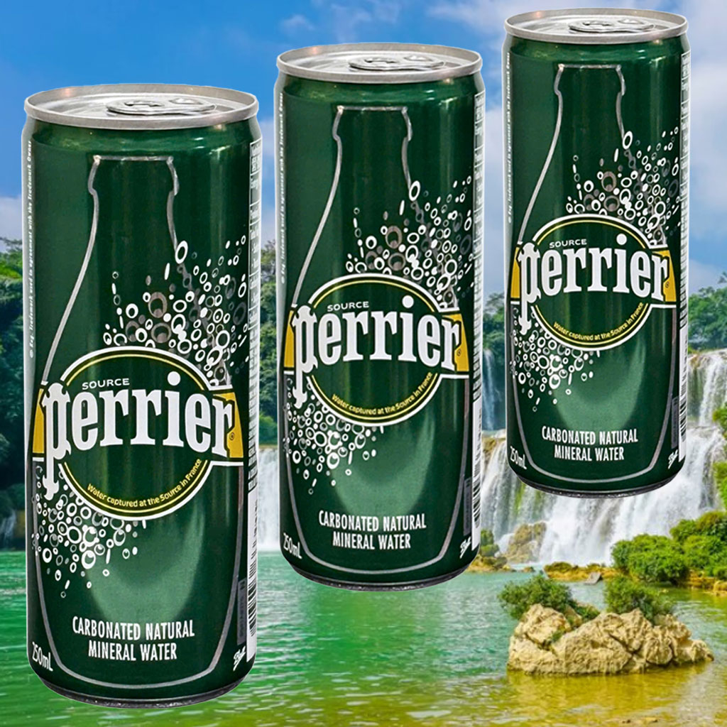 Nước khoáng thiên nhiên có ga Perrier lon 250ml B130364
