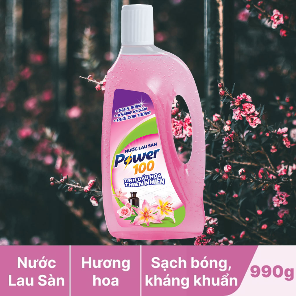Nước lau sàn Power100 tinh dầu hoa thiên nhiên 990g