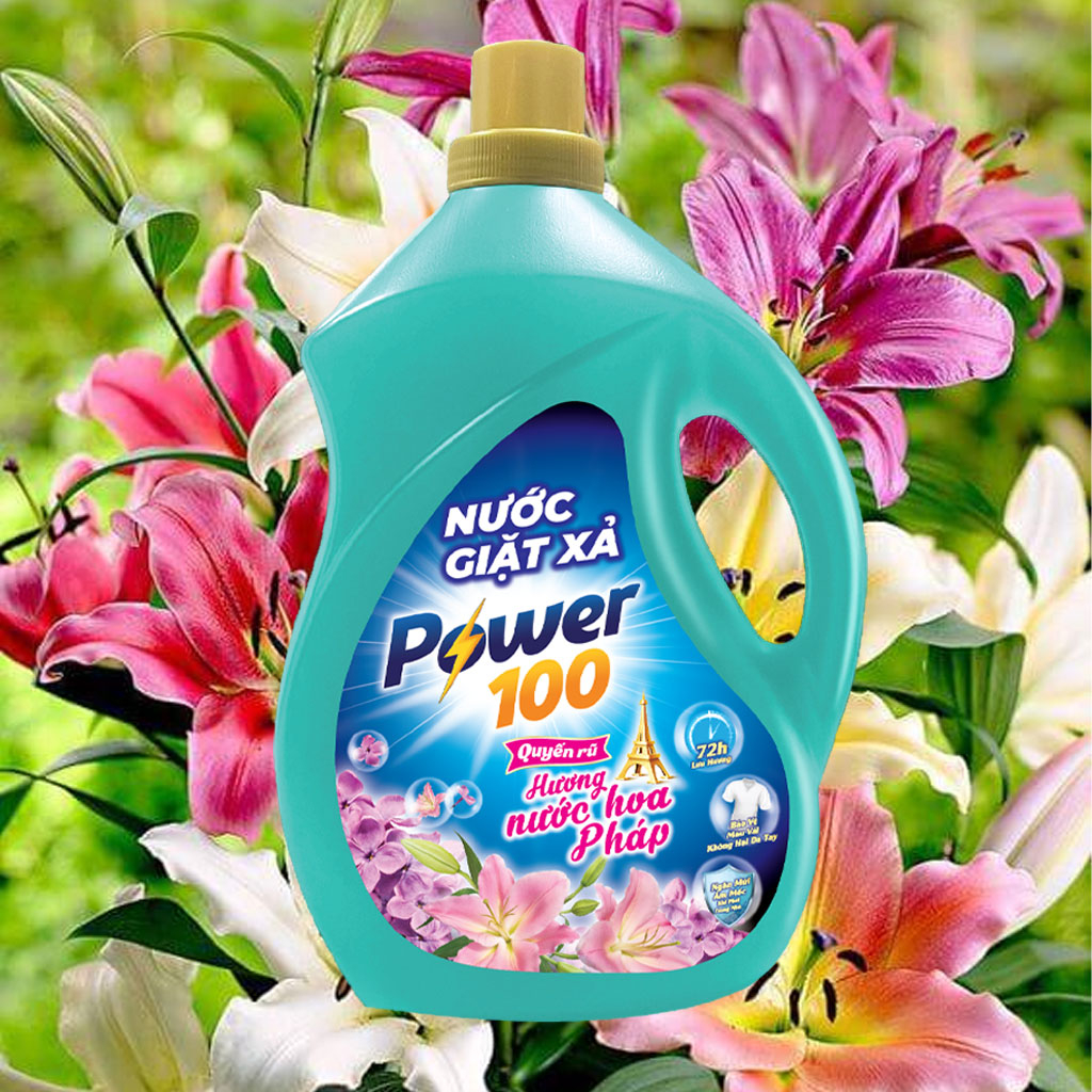 Nước giặt xả Power100 hương nước hoa Pháp quyến rũ 3.4kg