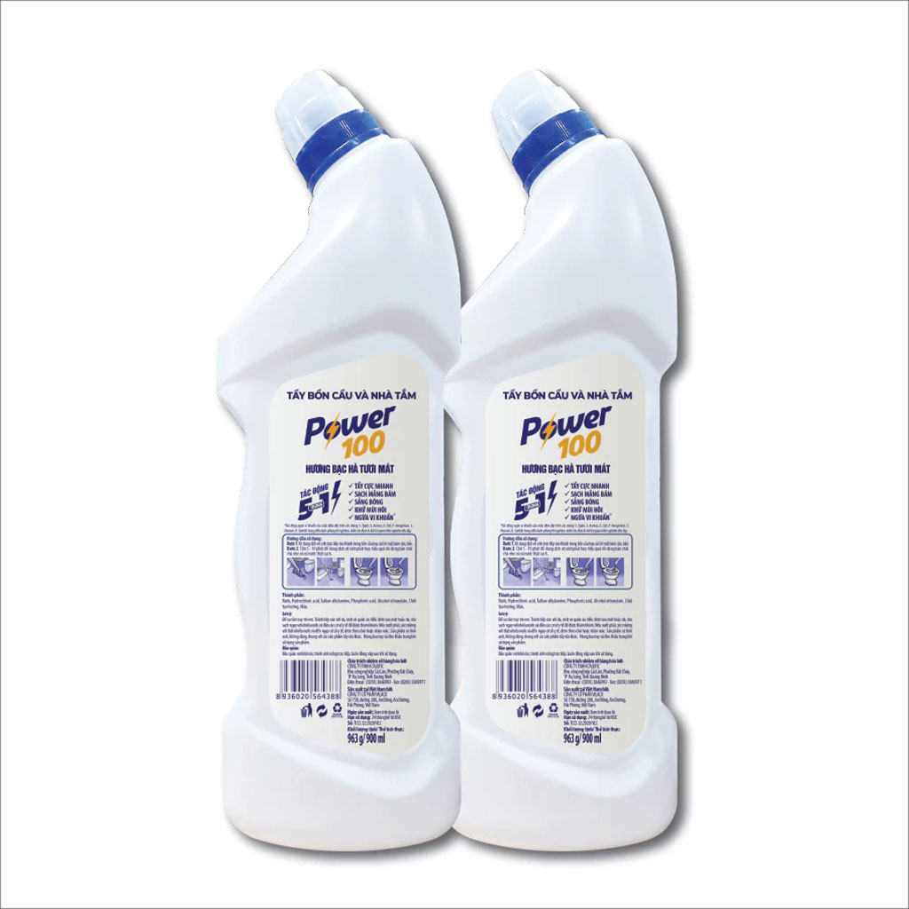 Nước tẩy bồn cầu và nhà tắm Power100 Hương Bạc Hà 900ml
