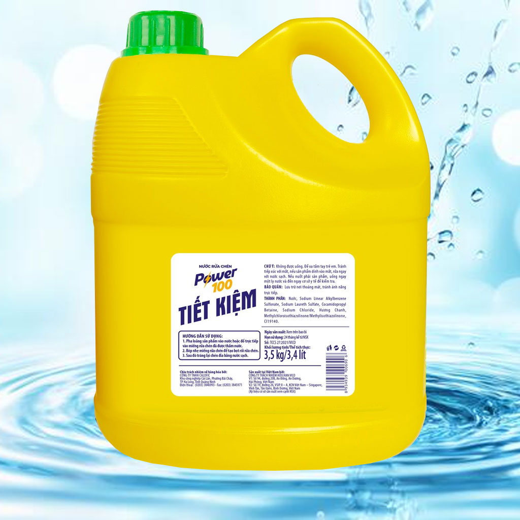 Nước rửa chén POWER100 tiết kiệm hương chanh 3.5kg