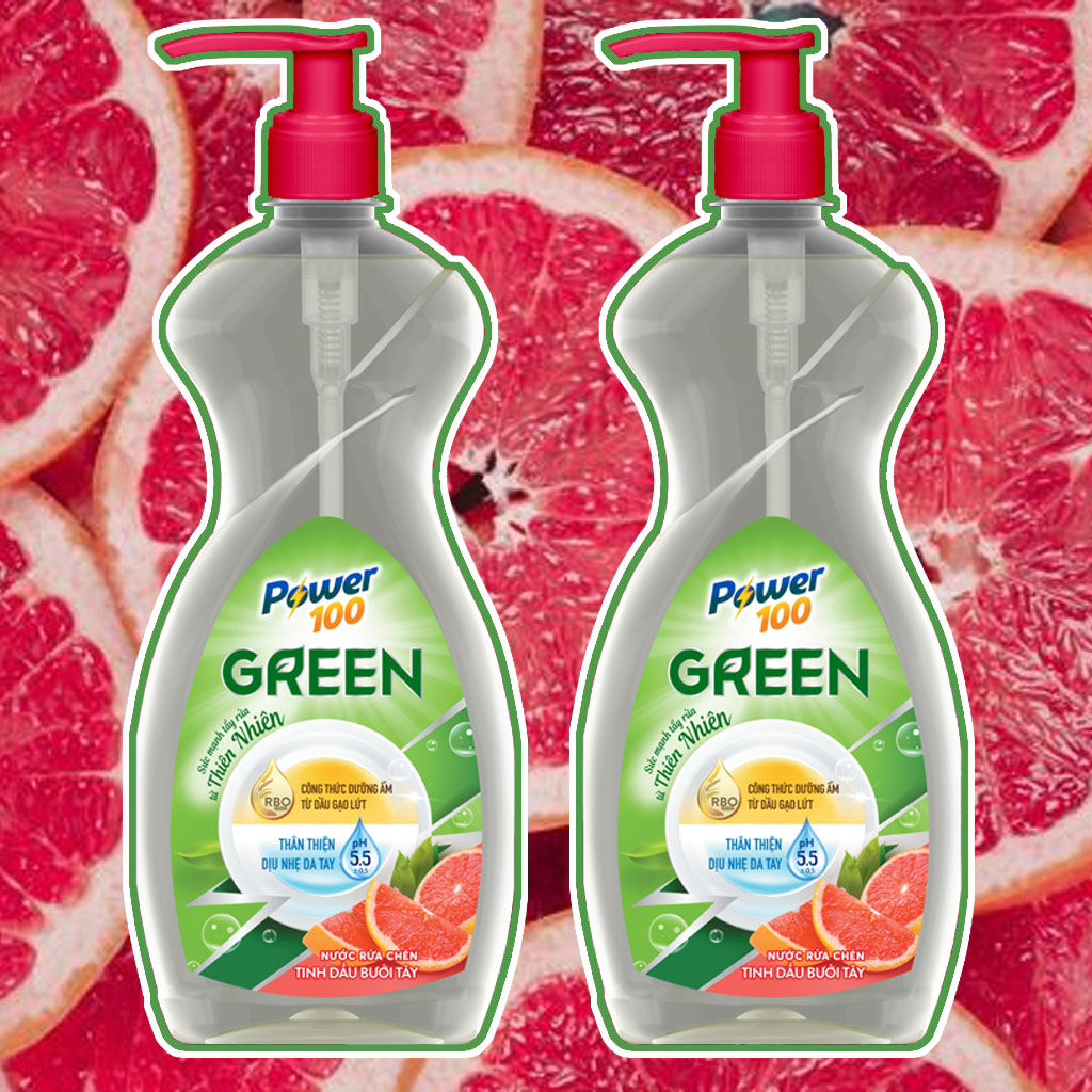 Nước rửa chén tinh dầu bưởi tây Power100 Green 750g