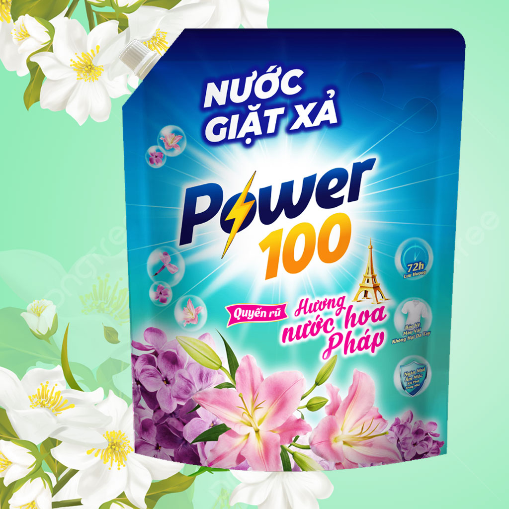 Nước Giặt Xả Power100 Hương Nước Hoa Pháp 3.2Kg