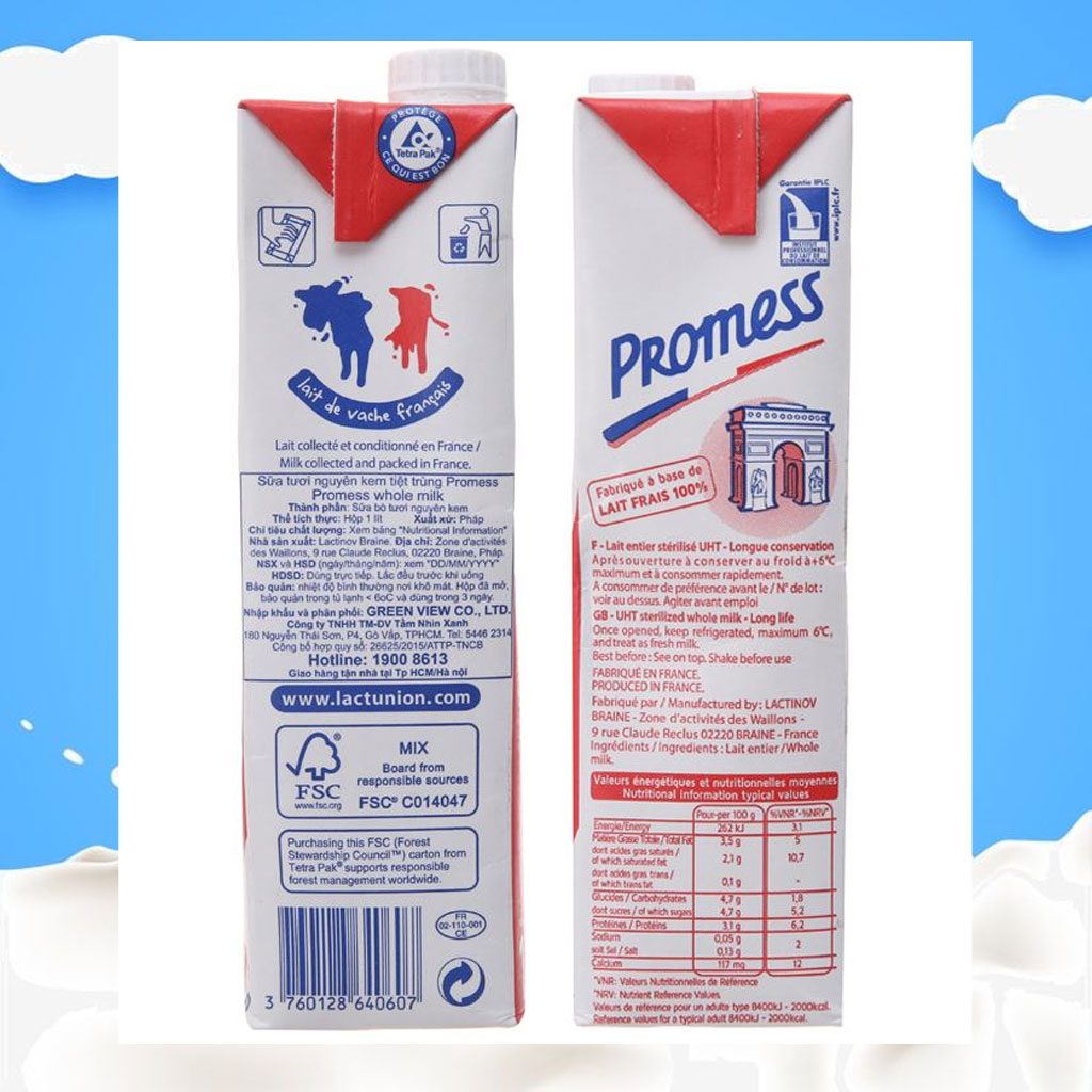 Sữa tươi nguyên kem Promess 1 lít