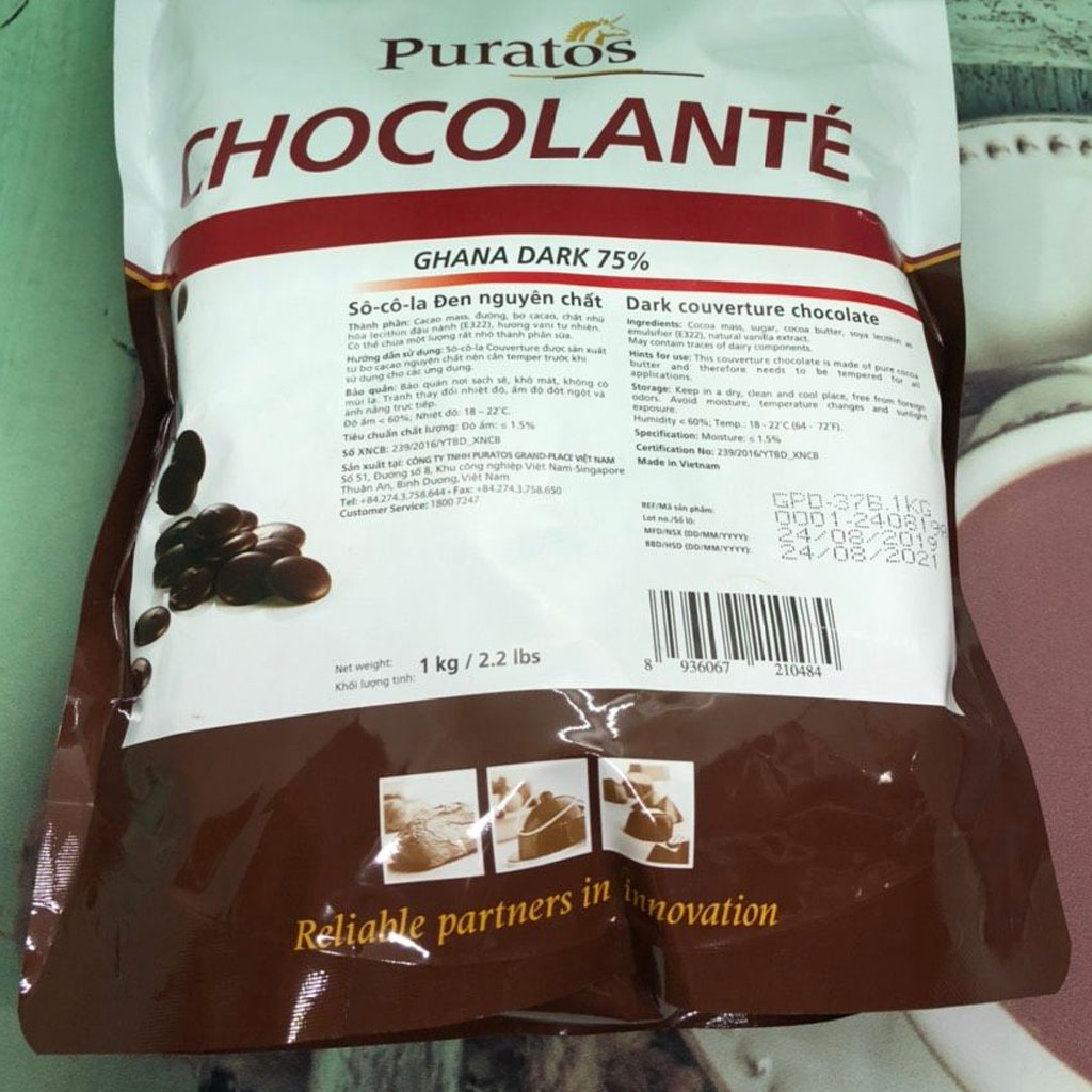 Socola nút đen nguyên chất 75% Puratos
