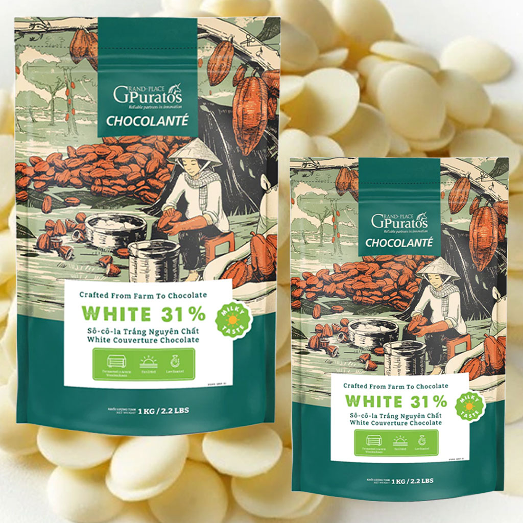 Sôcôla dạng nút trắng 31% Puratos White Chocolate 1kg